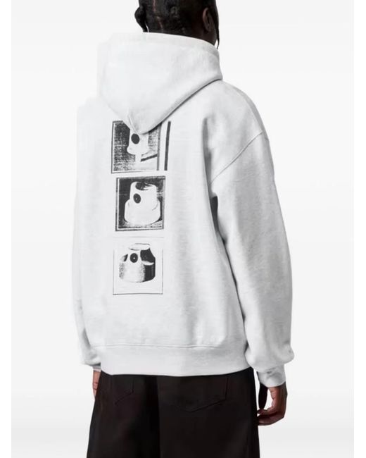 Carhartt White Logo Cotton Hoodie for men