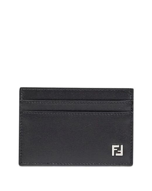 Fendi Black Squared Ff Leather Wallet for men