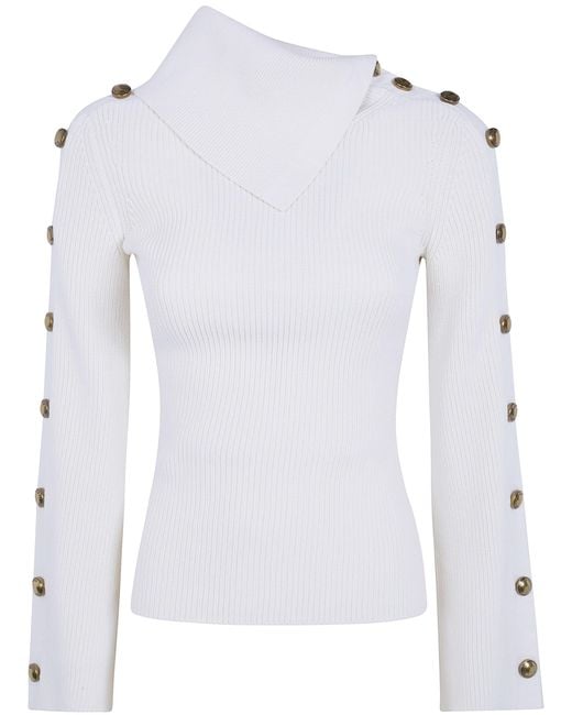 Elisabetta Franchi White Tricot Round Neck Sweater