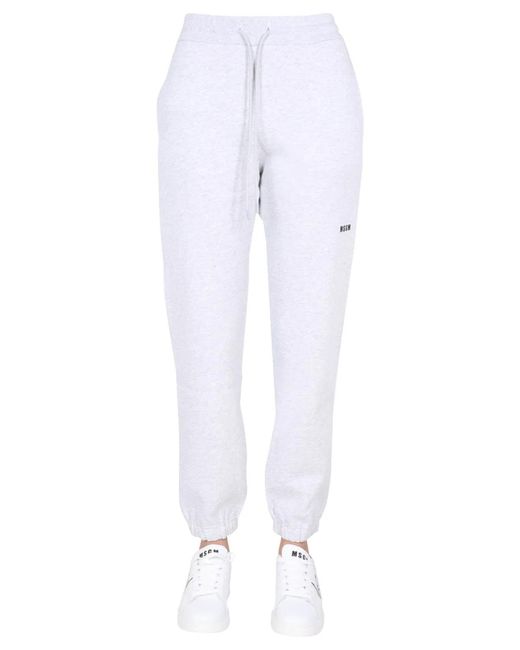 MSGM White Cotton Logo Activewear