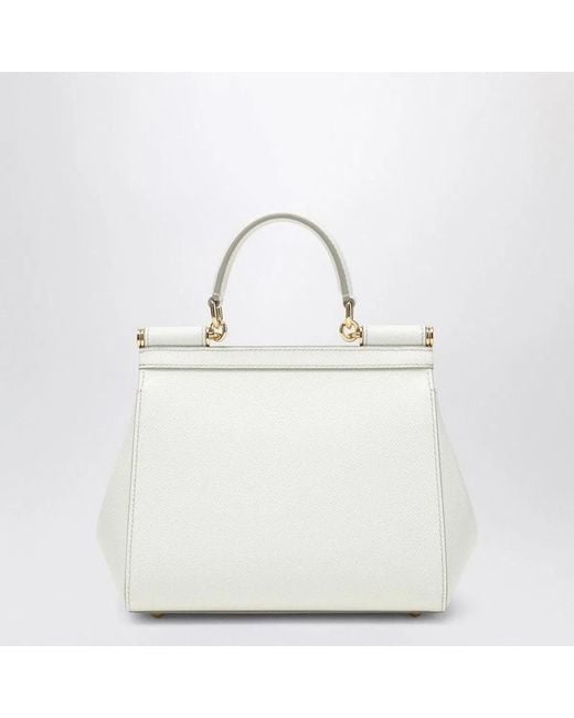 Dolce & Gabbana White Dolce & Gabbana Sicily Medium Leather Handbag