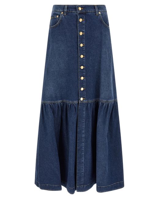 Dolce & Gabbana Blue Cotton Mini Skirt