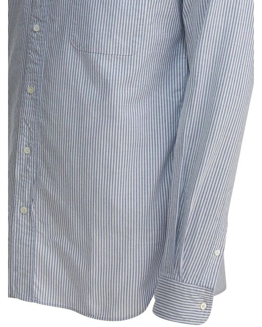 Beams Plus Blue Cotton Shirt for men