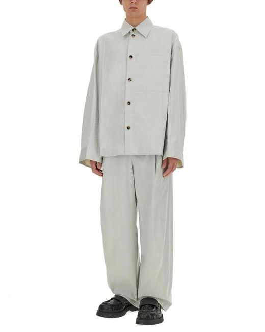 Bottega Veneta Gray Silk And Cotton Pants for men