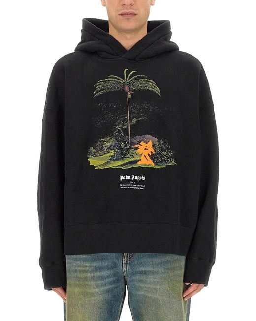 Palm Angels Black Enzo Sweatshirt From The Tropics for men