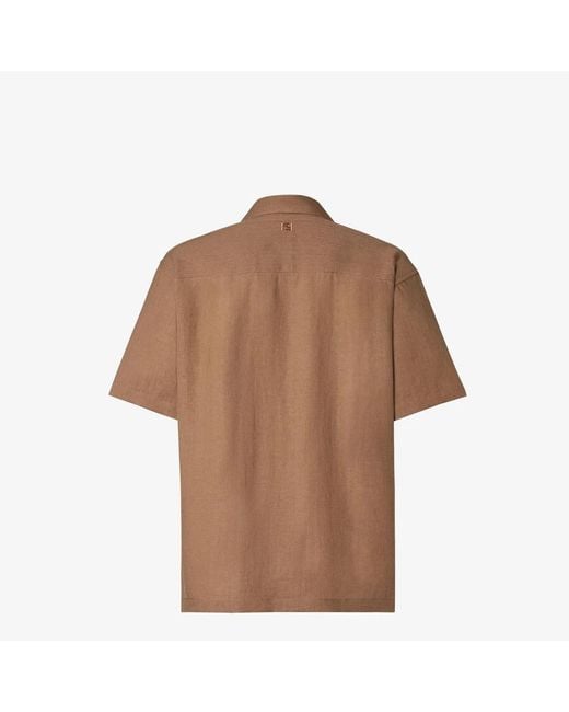 Fendi Brown Shirt Solid Linen for men