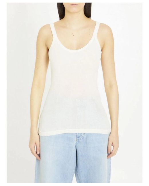 Bottega Veneta White Slim Fit Light Cotton Tank Top