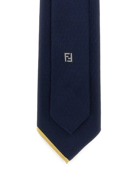 Fendi Blue Silk Tie for men