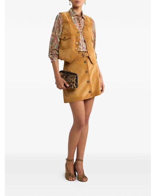Etro Brown Paisley-Print Silk Blend Shirt