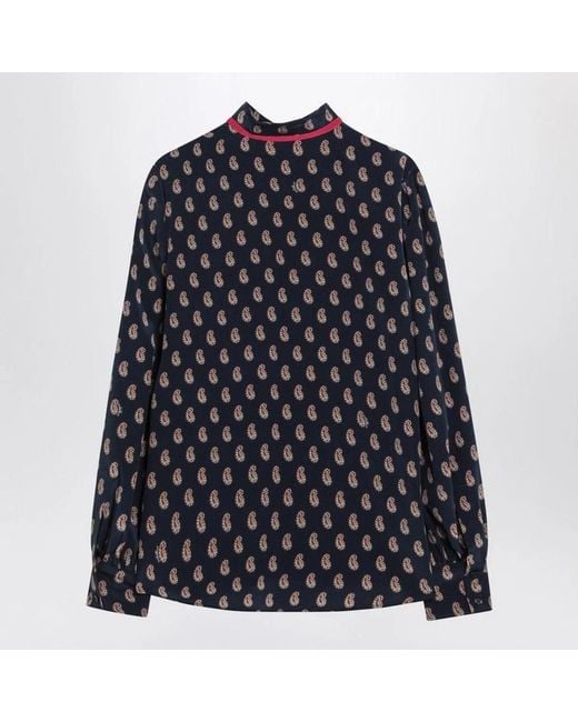 Valentino Black Silk Shirt With Paisley Print