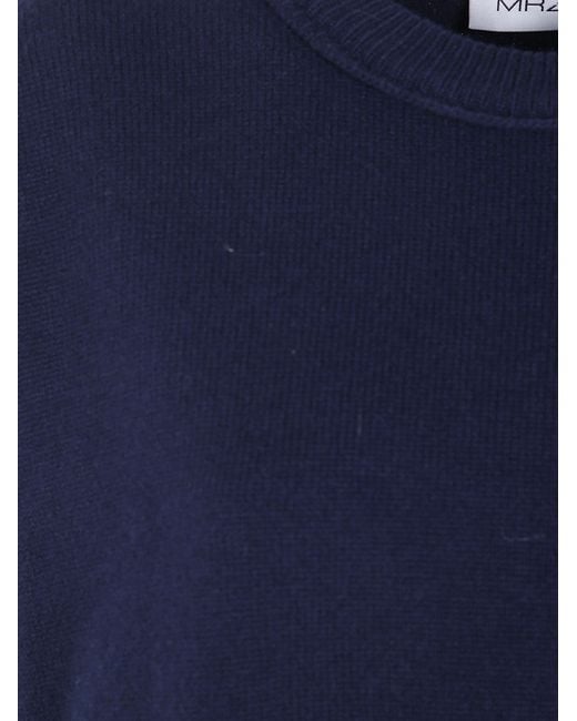 Mrz Blue Cropped Oversized Round Neck Sweater