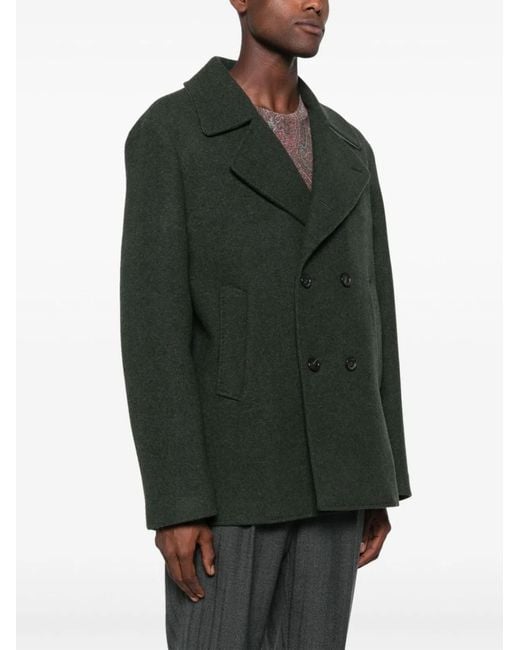 Etro Green Peacoat W/Welt Pockets And Sleeve's for men
