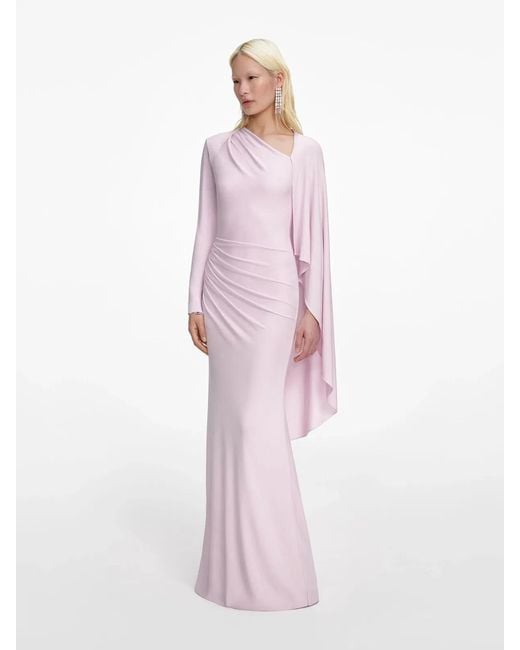 Self-Portrait Pink Jersey Drape Maxi Dress