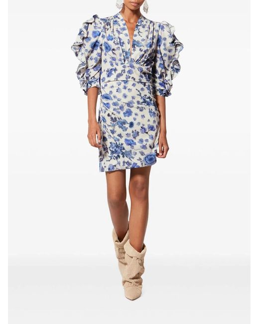 Isabel Marant Blue Doris Dress Flower Print