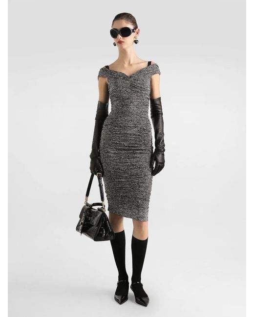 Dolce & Gabbana Gray Dolce & Gabbana Diagonal Print Dress