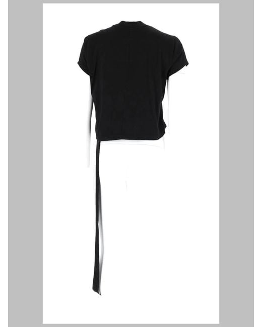 Rick Owens Black Cropped Mock Neck T-Shirt