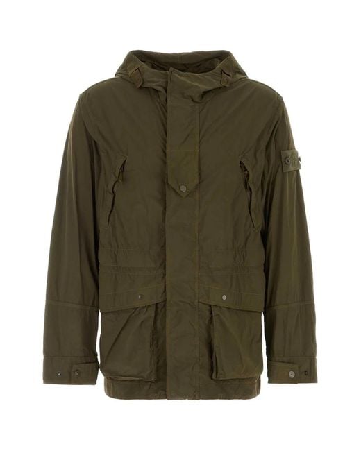 Stone Island Olive Green Nylon Parka for men