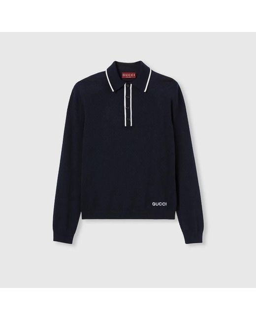 Gucci Blue Long Sleeves Polo for men