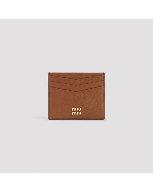 Miu Miu Brown Leather Card Holder