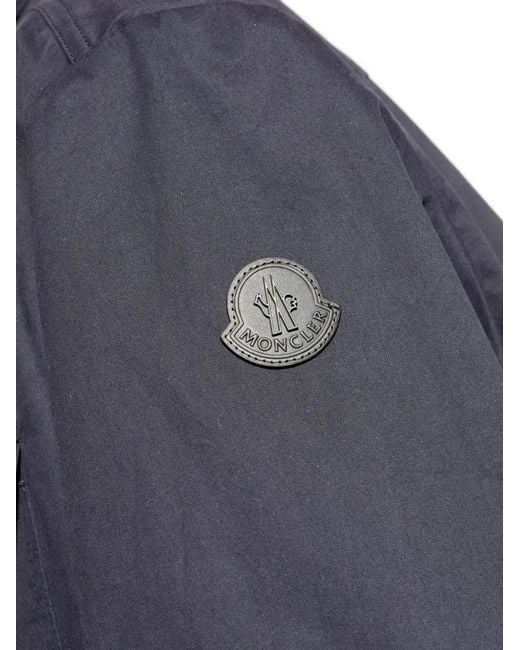 Moncler Blue Cotton Polyester Shirt for men