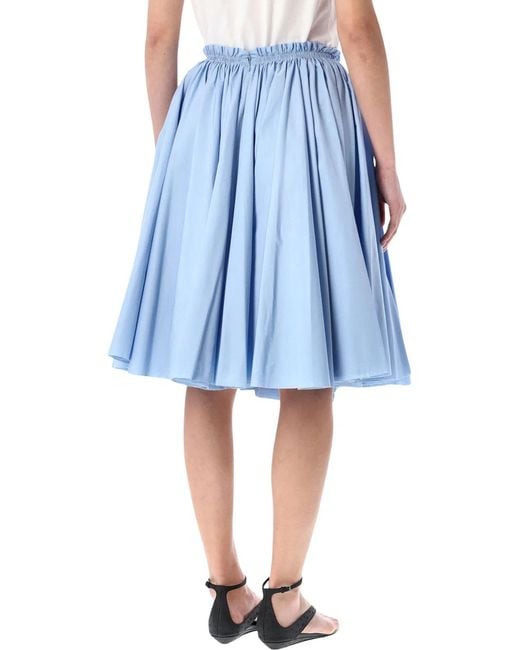 AMI Blue Cotton Midi Corolla Skirt