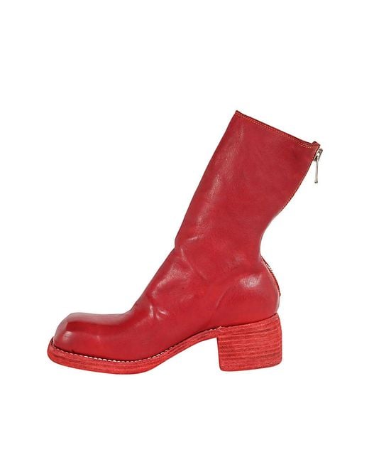 Guidi Red Back Zip Mid Boots