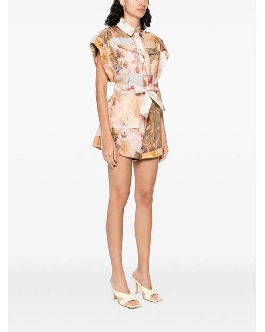 Zimmermann Pink Short Overalls With Ascension Lapels