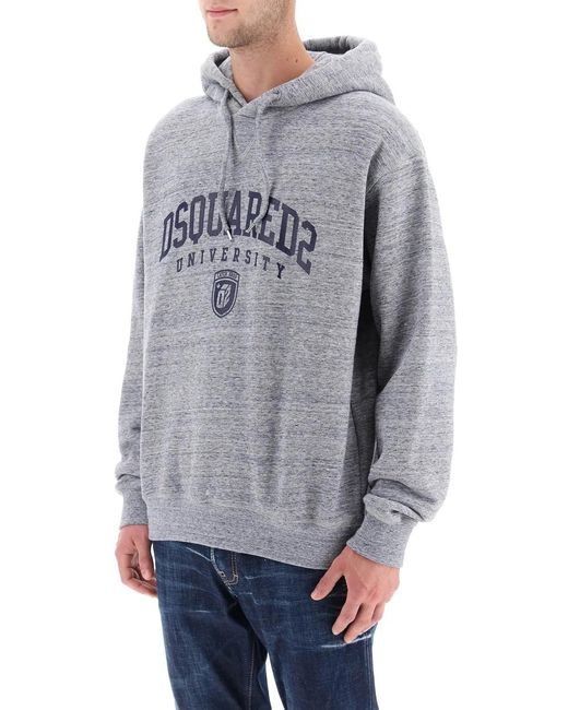 DSquared² Gray Logo Print Hoodie for men