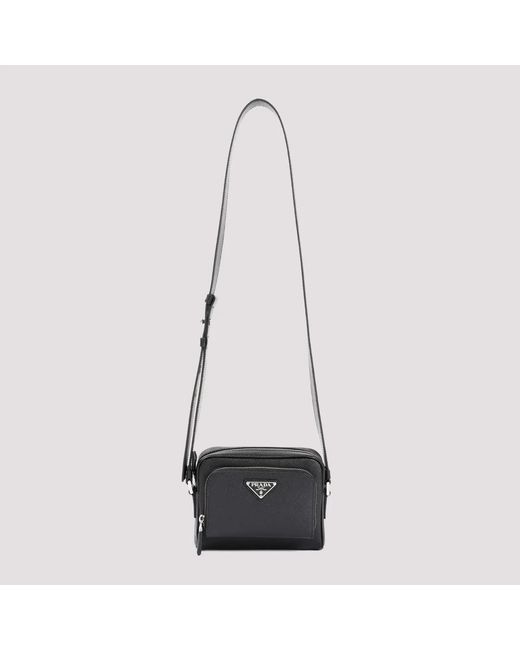 Prada Black Messenger Bag With Logo for men