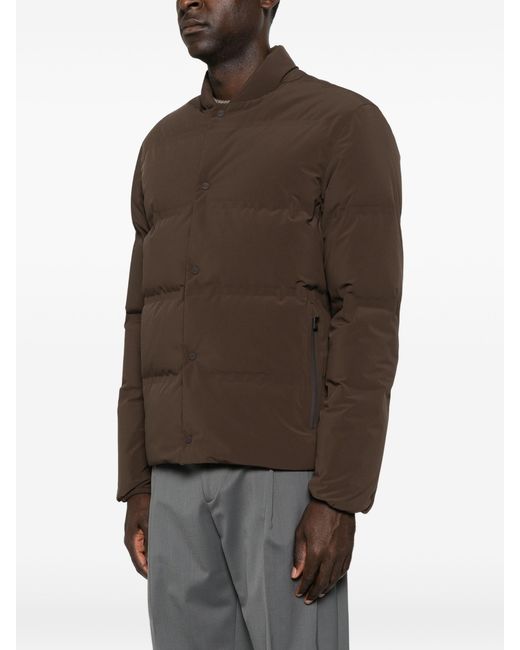 Herno Brown Quilted Press-Stud Jacket for men