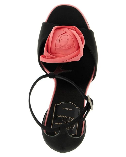 Roger Vivier Black 'Rose Vivier' Sandals