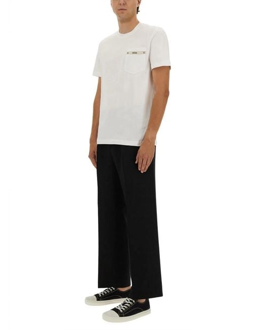 Moschino White T-Shirt With Logo Ribbon for men