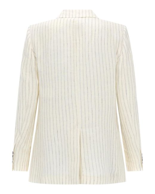 Max Mara White Linen Pinstripe Blazer