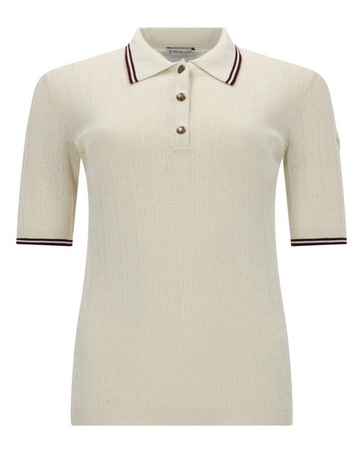 Moncler Natural Knit Cotton Polo Shirt