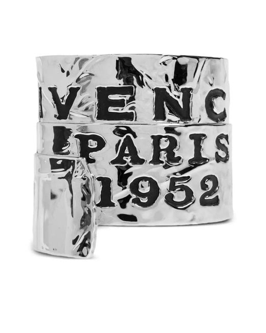 Givenchy White Tape Textured Metal Cuff Bracelet