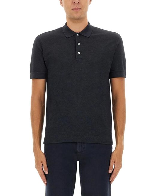 Zegna Black Cotton Blend Polo Shirt for men