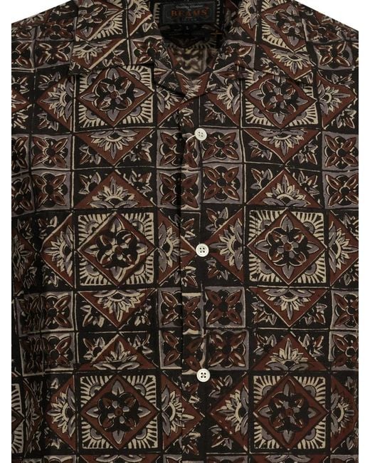 Beams Plus Brown "Block Print" Casual Shirt for men