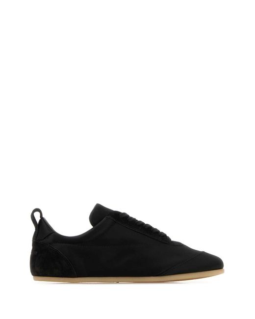 Jil Sander Black Satin And Suede Sneakers