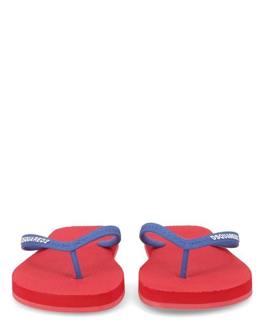 DSquared² Red Flip Plop Slipper With Logo for men