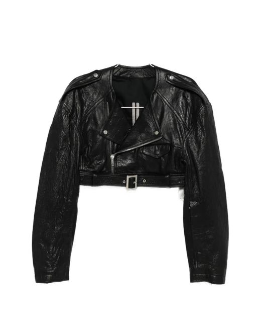Rick Owens Black Reimagined Leather Jacket With Adjustable Belt