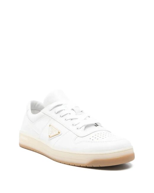 Prada White Downtown Leather Sneakers for men