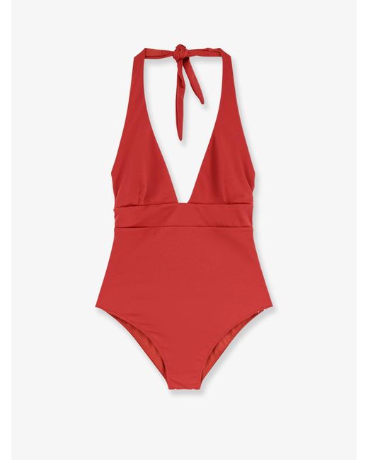 Mc2 Saint Barth Red Marylin 18 One-Piece Swimsuit With Logo Tag