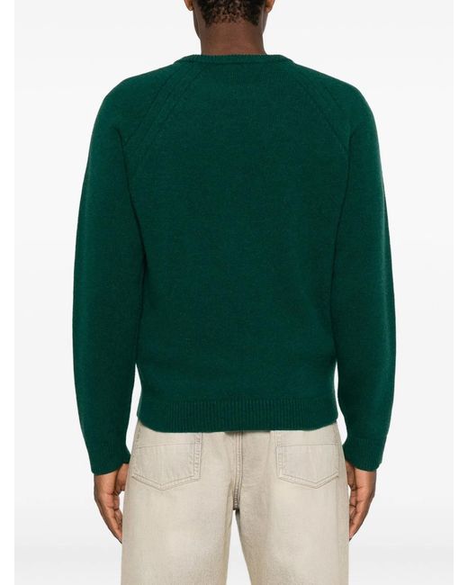 J.W. Anderson Green Logo-Embroidered Wavy-Stitch Sweater for men