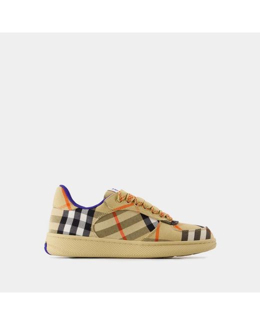 Burberry Yellow Embroidered Canvas Terrance Sneakers
