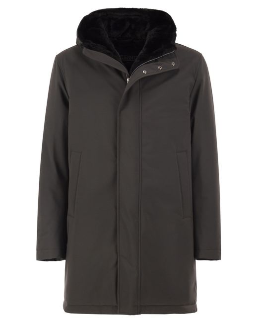 Herno Black Technical Hooded Coat for men