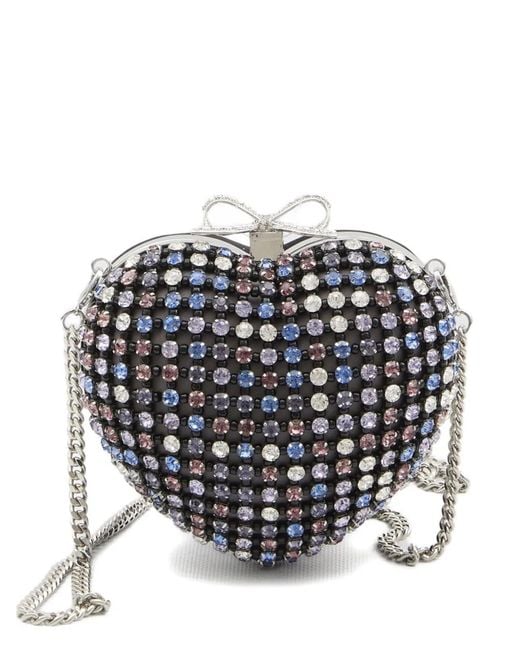 Self-Portrait Gray Crystal Embellished Clutch