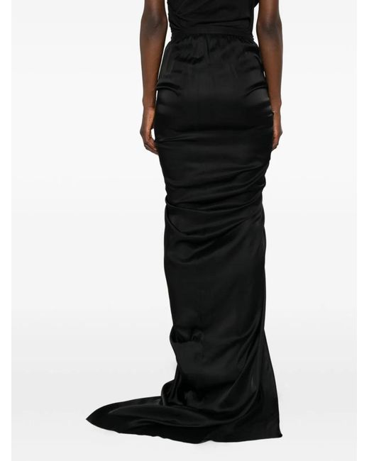 Rick Owens Black Asymmetric Long Skirt