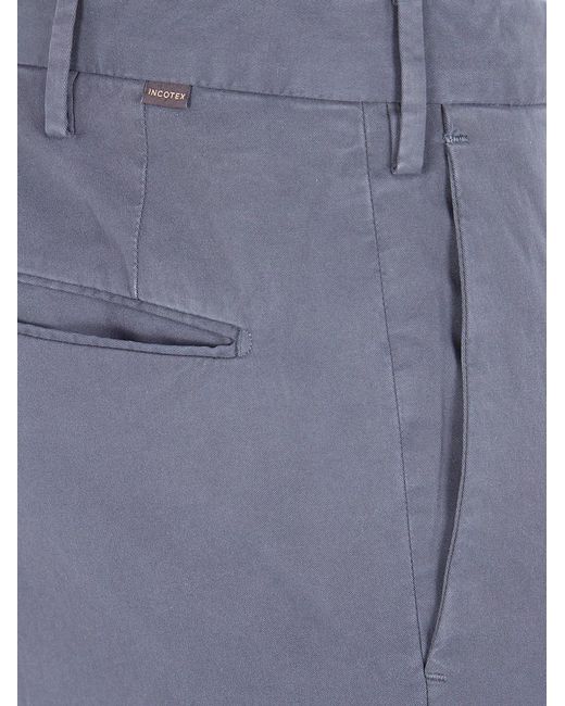 Incotex Blue Classic Chino Trousers for men