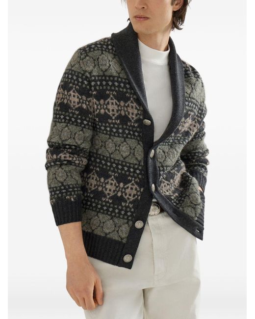 Brunello Cucinelli Black Cashmere Cardigan for men