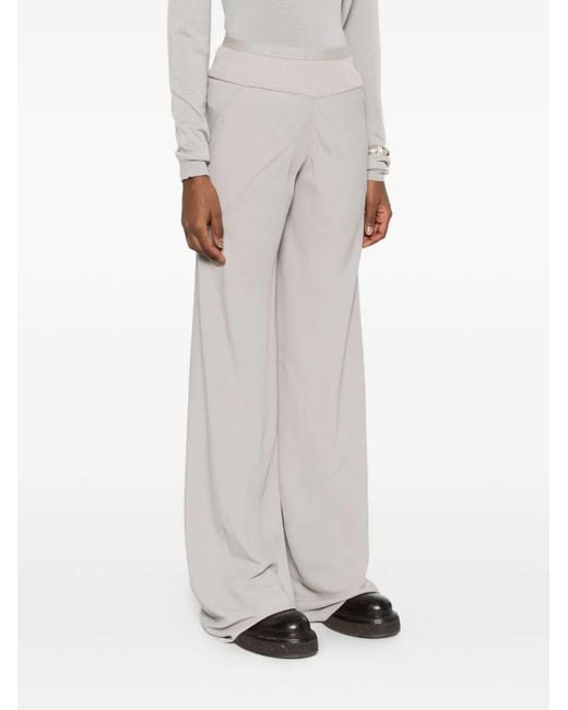 Rick Owens White Silk Blend Trousers